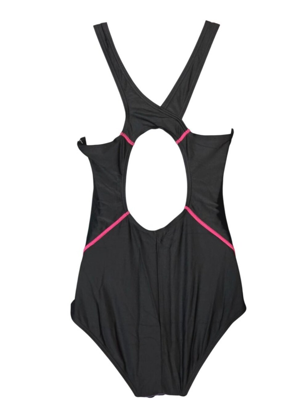 Athletic Racerback One-Piece Swimsuit M Pink Black UPF 50+ Geometric Cutout - Picture 9 of 9